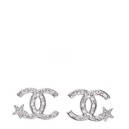 Chanel Crystal CC Starfall Earrings Silver 1 of 5