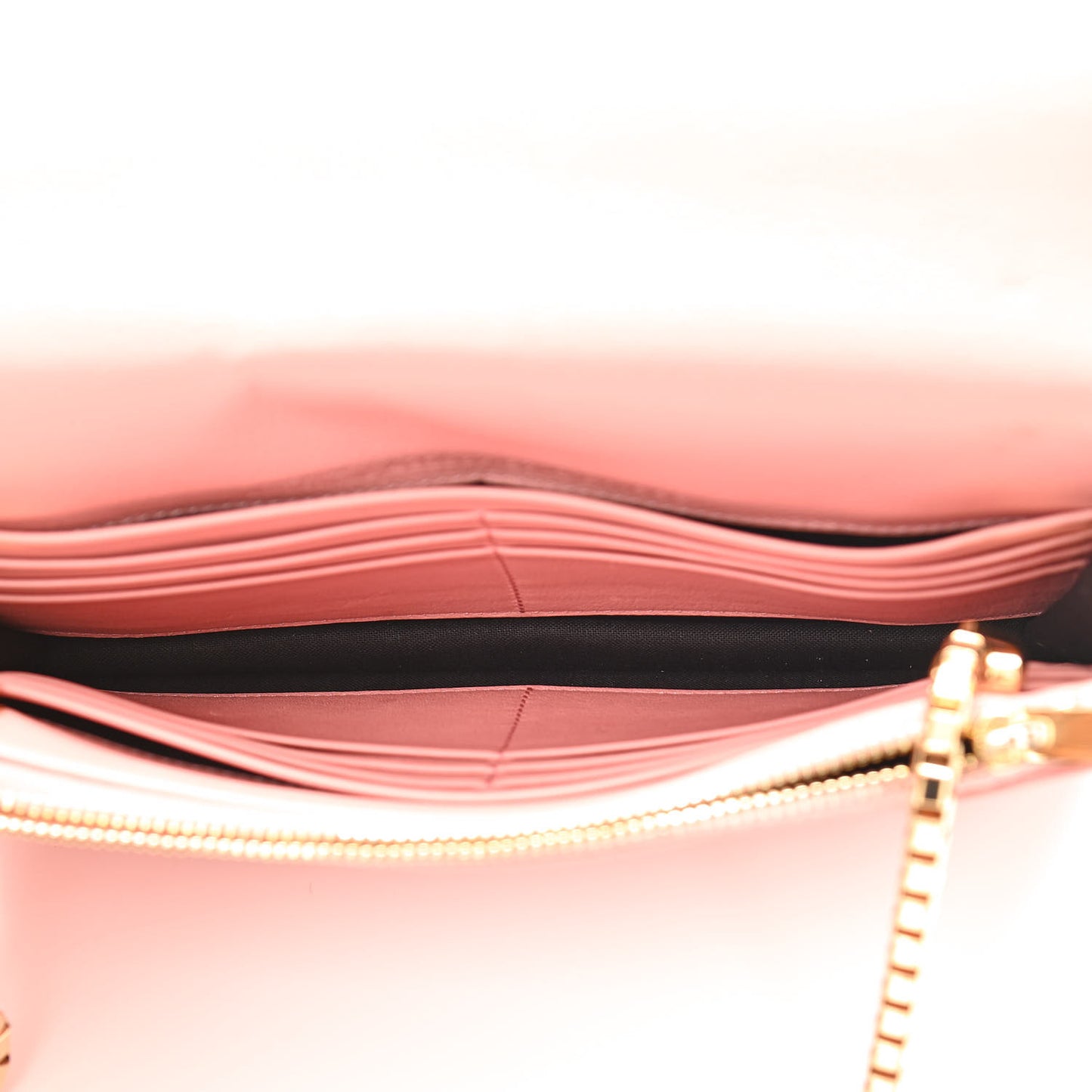 Veau Amp Plate Gold Chain Wallet Rose