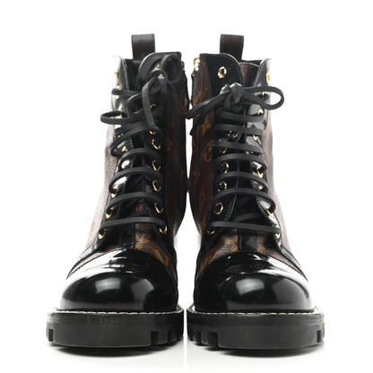 Louis Vuitton Patent Calfskin Monogram Star Trail Ankle Boots 40 Black 2 of 16