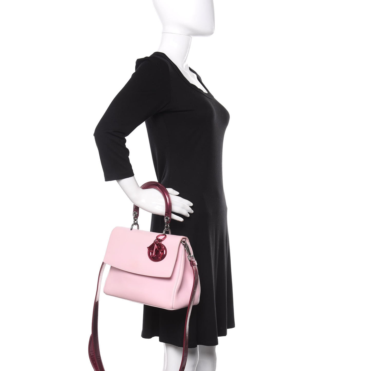 Metallic Patent Smooth Calfskin Medium Be Dior Flap Pink Fuchsia