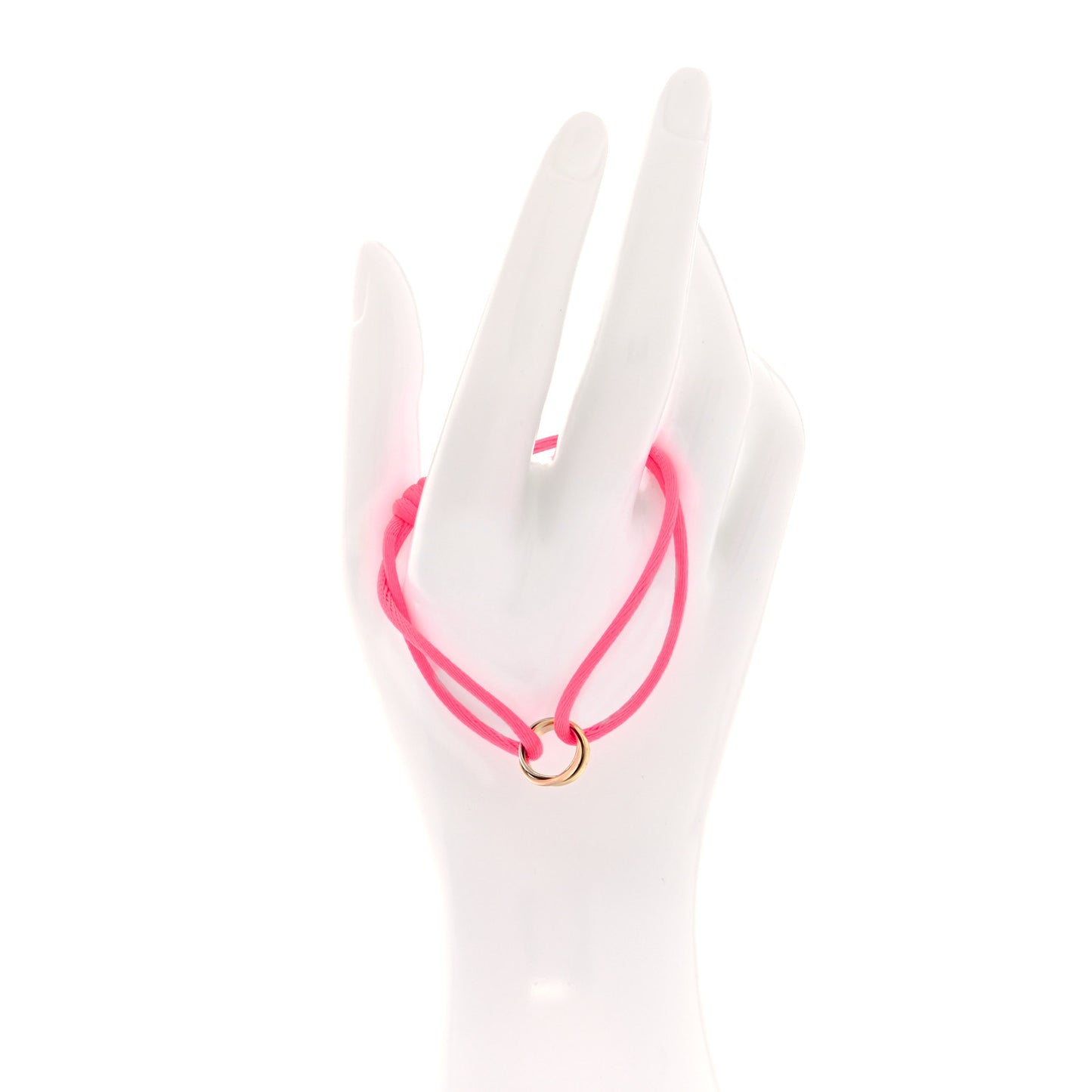 18K Pink Yellow White Gold Trinity Adjustable Cord Bracelet Neon Pink