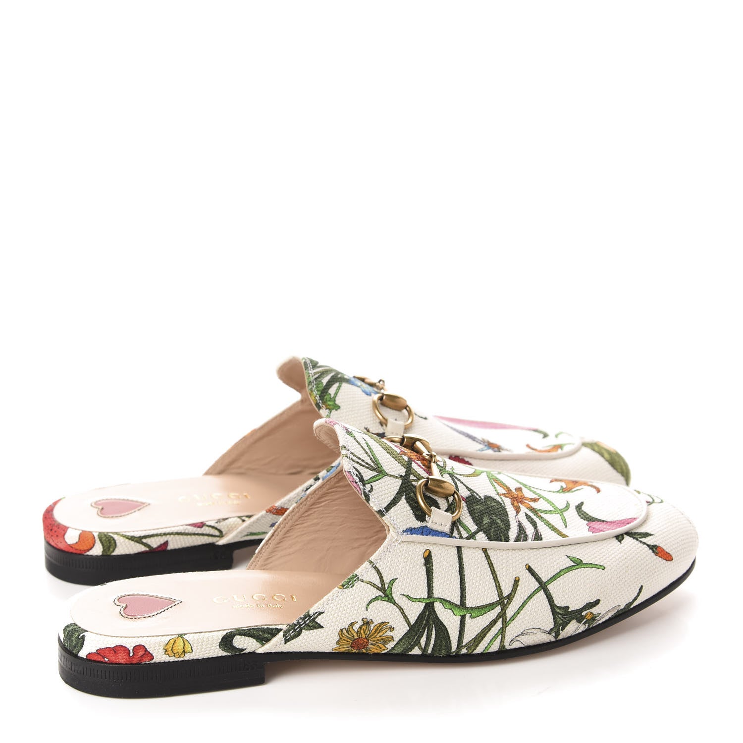 Gucci Canvas Flora Womens Princetown Slippers 36.5 White Multicolor 4 of 10