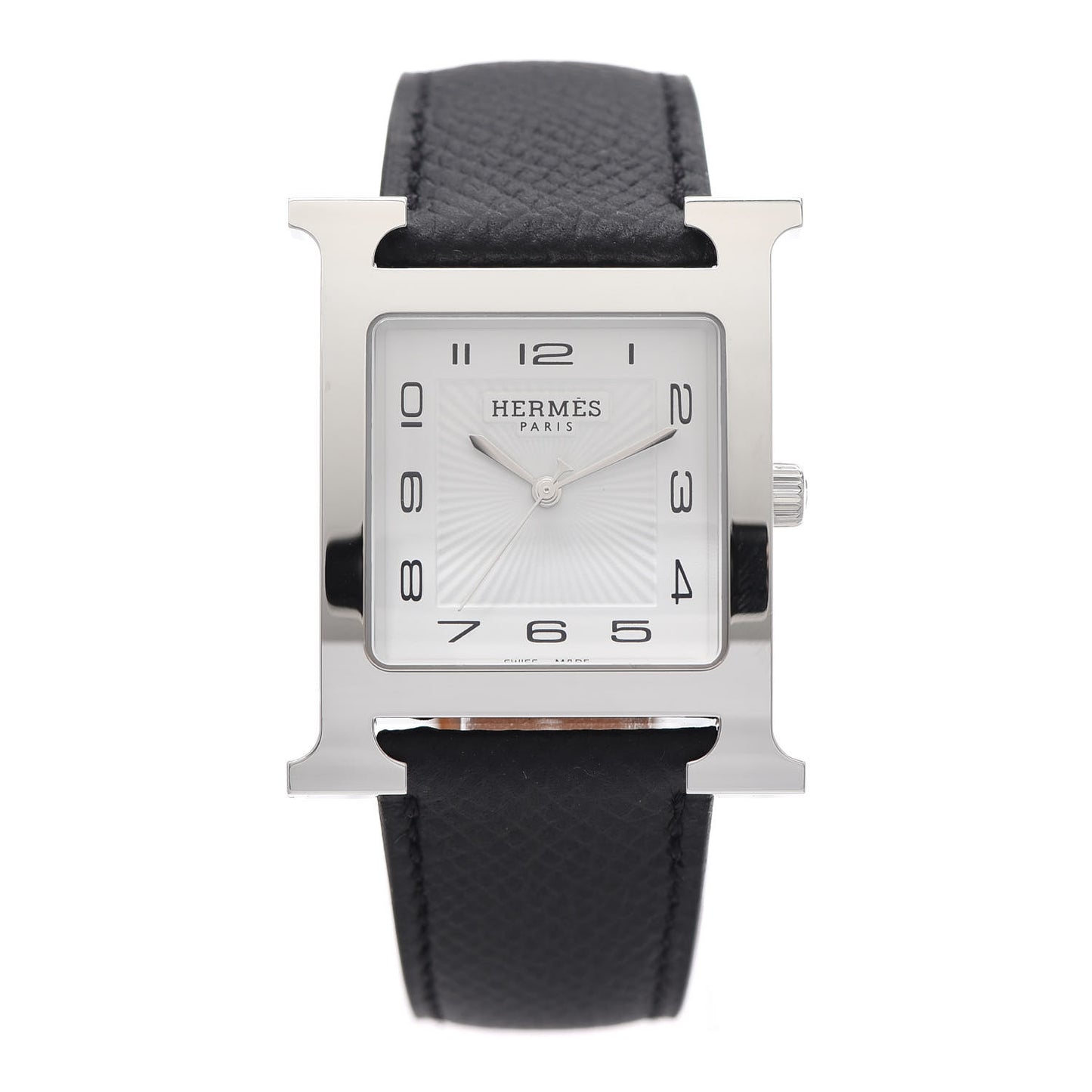Stainless Steel Epsom 30.5mm Heure H Hour Quartz Watch Noir