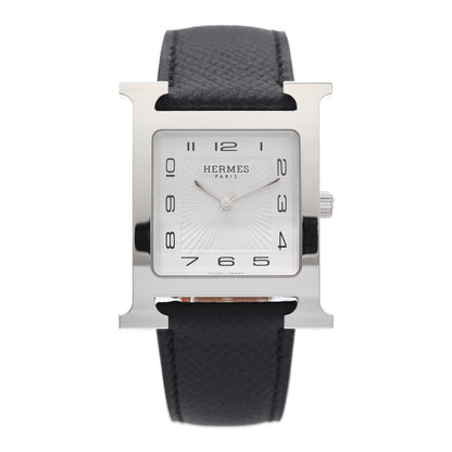 Hermes Stainless Steel Epsom 30.5mm Heure H Hour Quartz Watch Noir 1 of 5