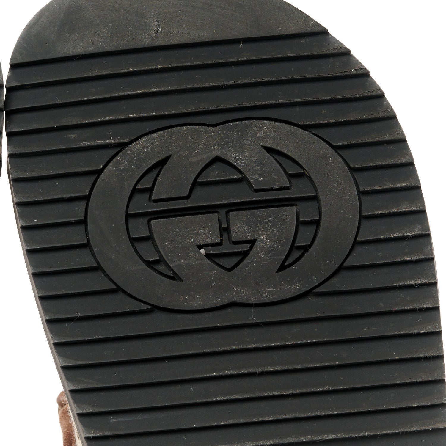 Gucci Monogram Kid Scamosciato Double G Womens Dad Sandals 37.5 Beige Ebony New Acero 9 of 11