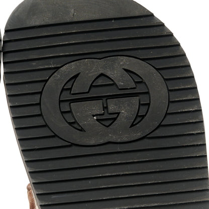 Gucci Monogram Kid Scamosciato Double G Womens Dad Sandals 37.5 Beige Ebony New Acero 9 of 11