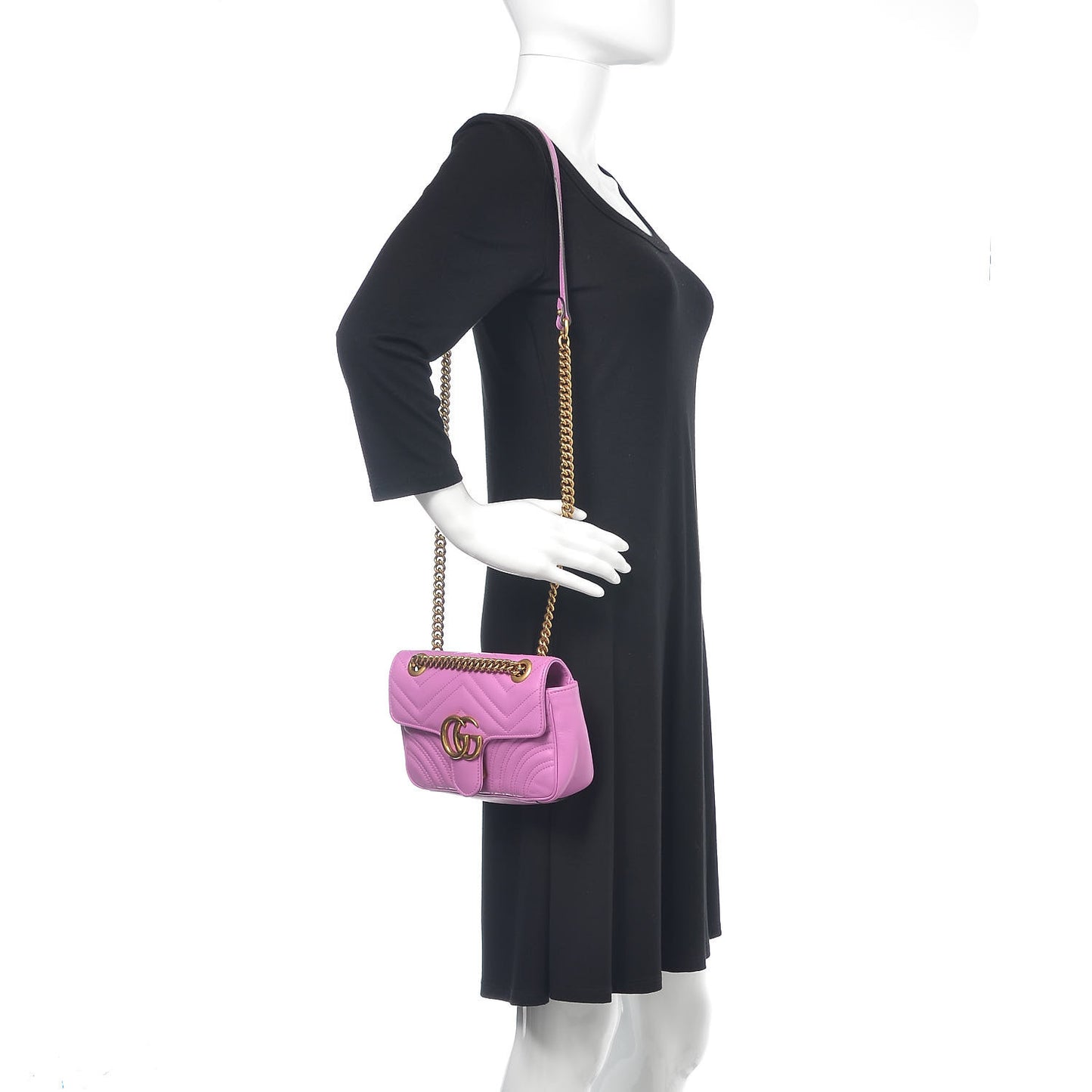 Calfskin Matelasse Mini GG Marmont Shoulder Bag Candy Mousse