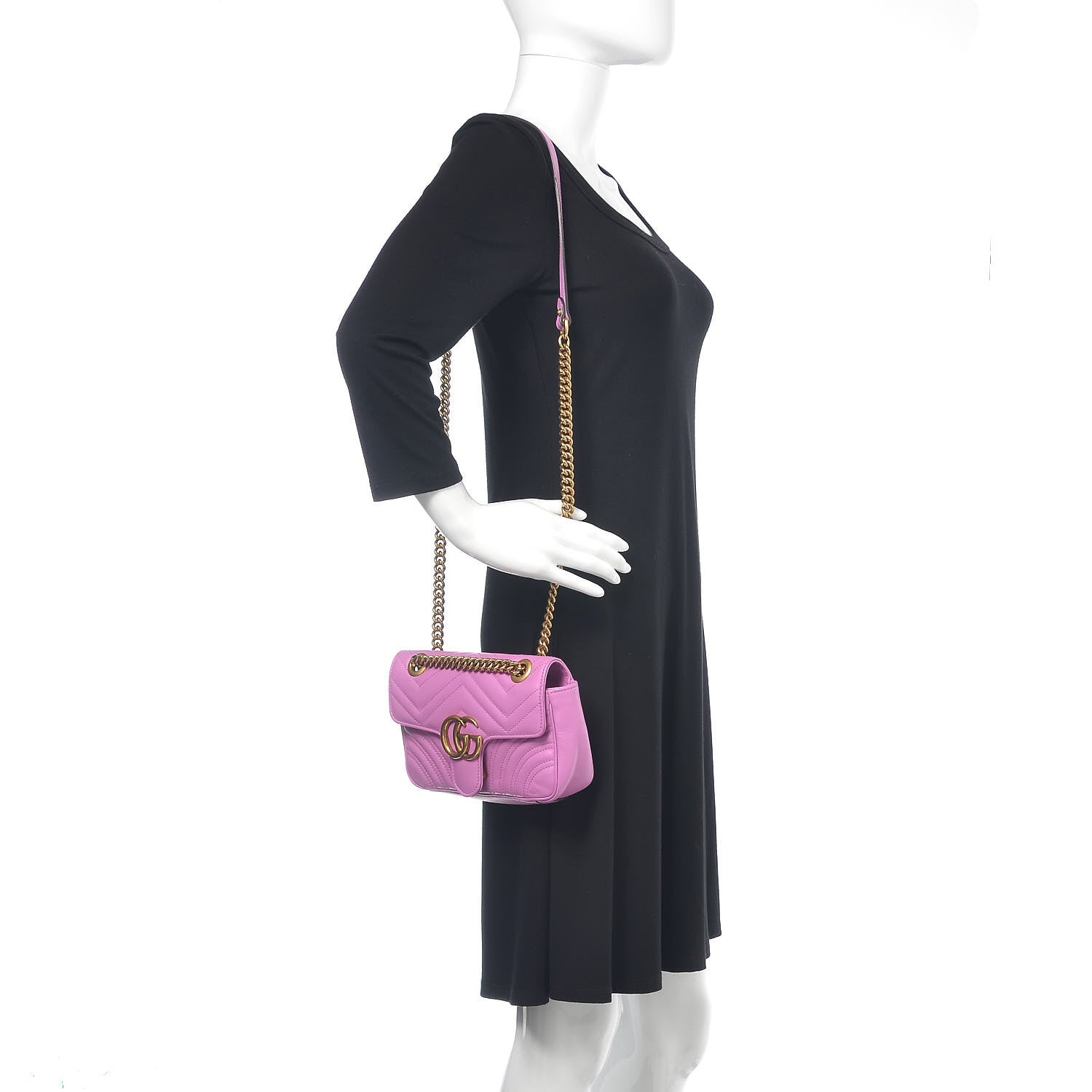 Gucci Calfskin Matelasse Mini GG Marmont Shoulder Bag Candy Mousse 2 of 11