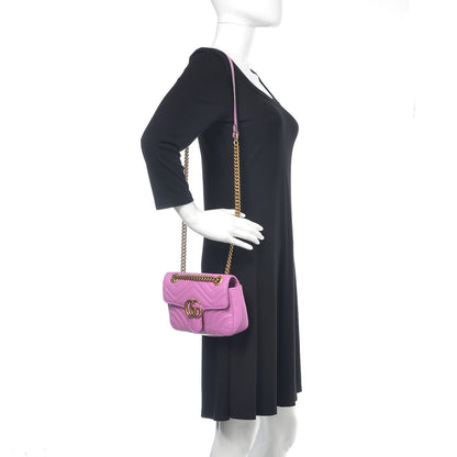 Gucci Calfskin Matelasse Mini GG Marmont Shoulder Bag Candy Mousse 2 of 11