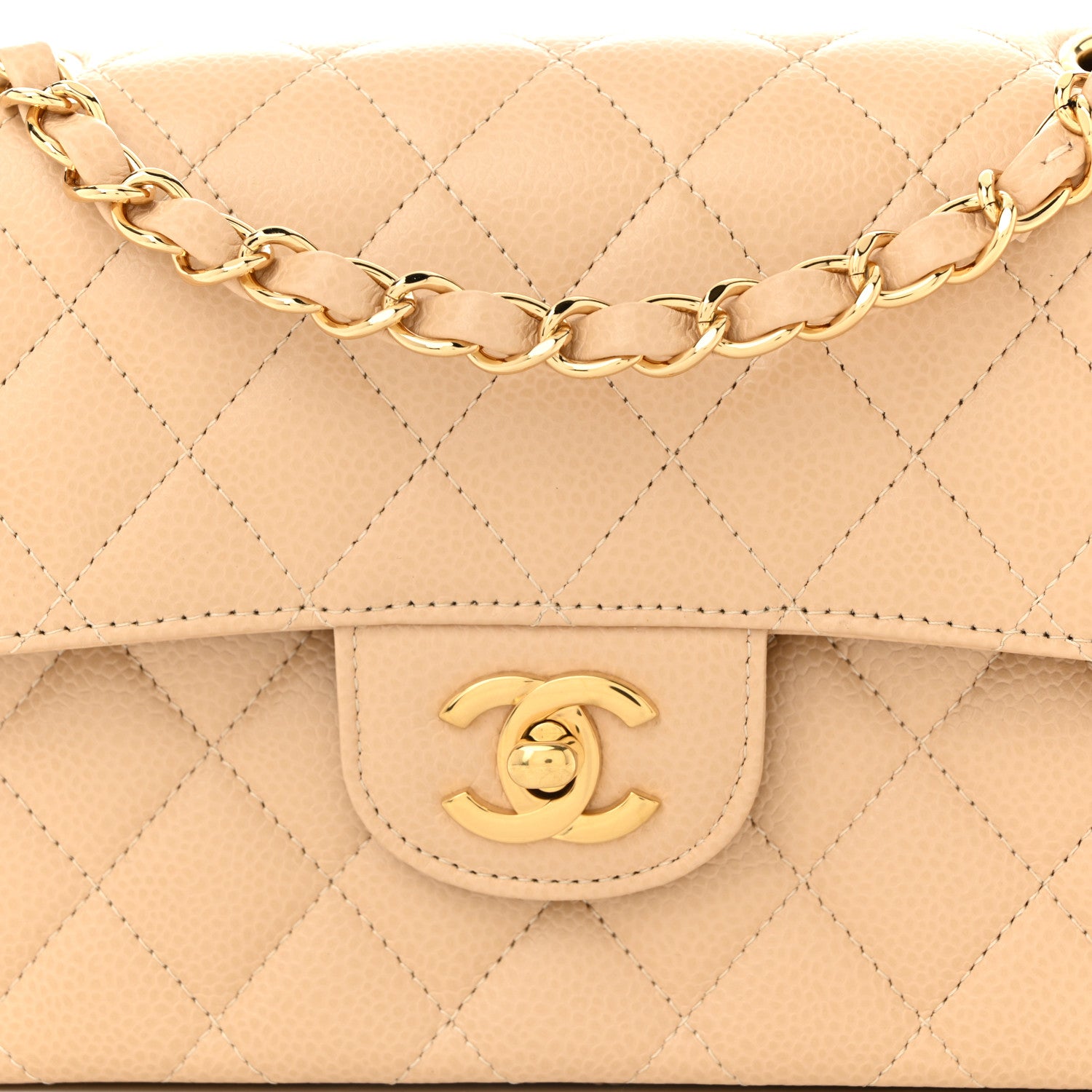 Chanel Caviar Quilted Small Double Flap Beige 8 of 11