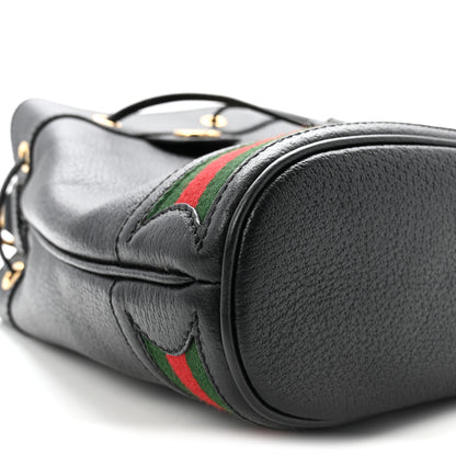 Gucci Glazed Textured Calfskin Web Small Ophidia Bucket Bag Black 9 of 10