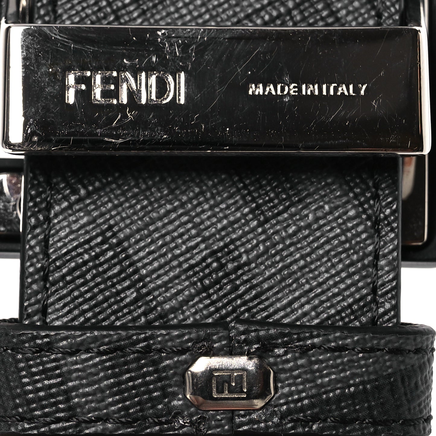 Cuoio Romano Glazed Fabric Enamel FF 1974 Reversible Belt 95 38 Black