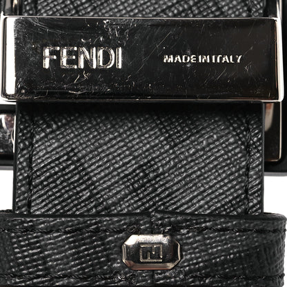 Fendi Cuoio Romano Glazed Fabric Enamel FF 1974 Reversible Belt 95 38 Black 7 of 8