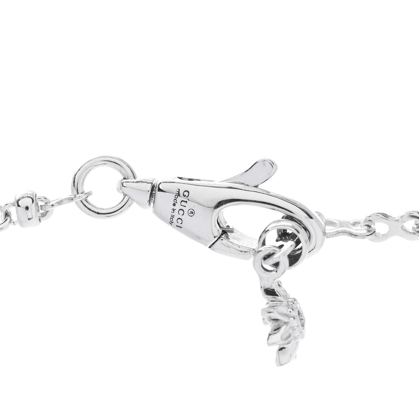 18K White Gold Diamond GG Flora Pendant Necklace