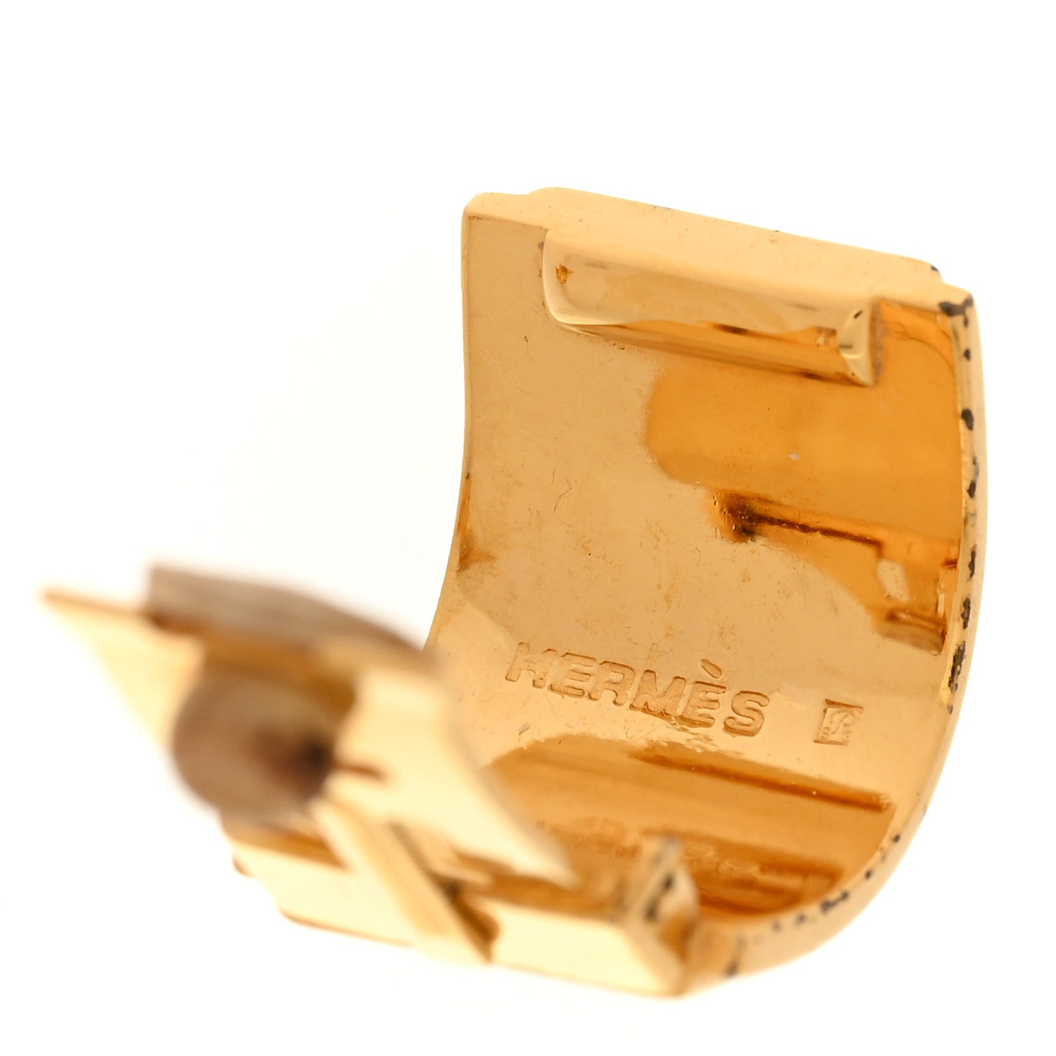 Hermes Printed Enamel Clip On Earrings Gold 4 of 4