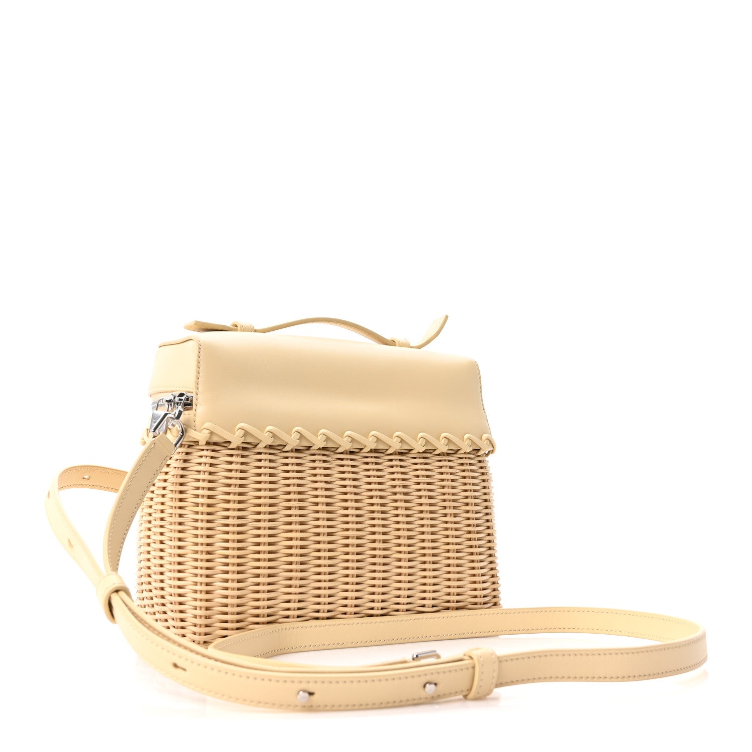 Loro Piana Wicker Calfskin North South L19 Extra Pocket Pouch Ivory 3 of 9