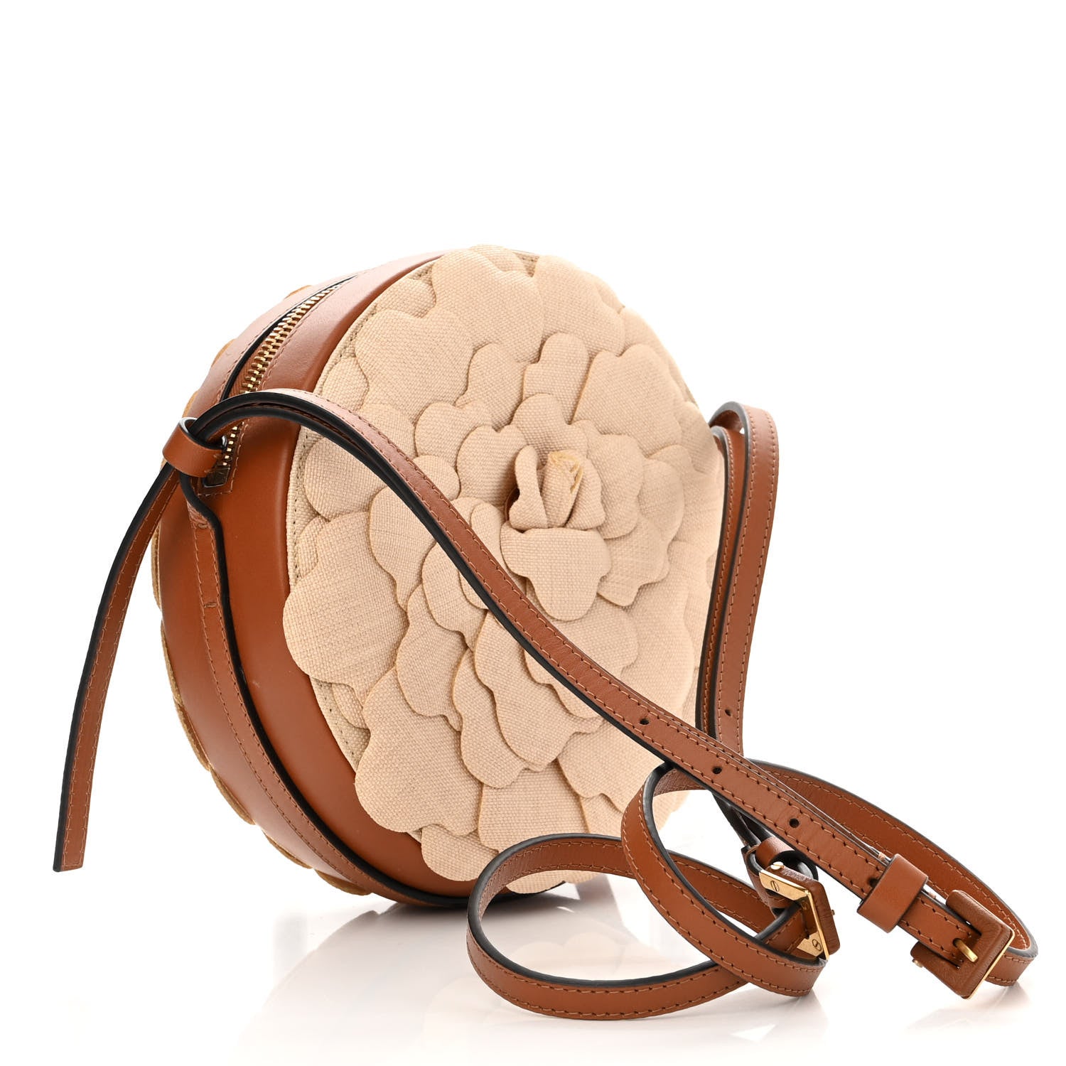 Valentino Garavani Canvas Calfskin Atelier 03 Rose Edition Round Crossbody Bag Natural 3 of 9