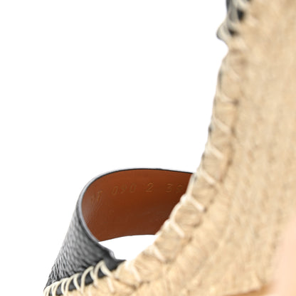 Valentino Garavani Grained Calfskin Rockstud Ankle Strap Espadrille 15/105mm Wedge Sandals 39 Black Light Cuir Natural 8 of 9