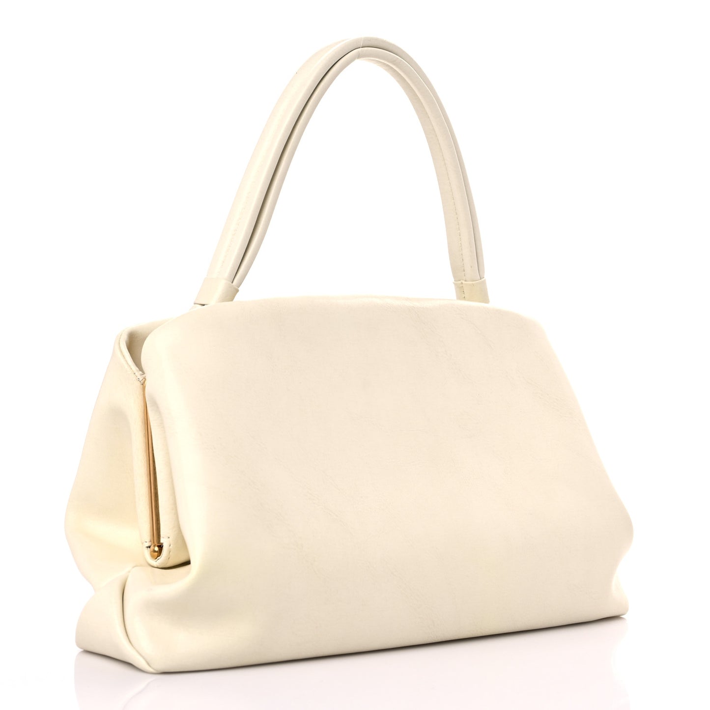 Smooth Calfskin Eyelet Small Top Handle Bag White