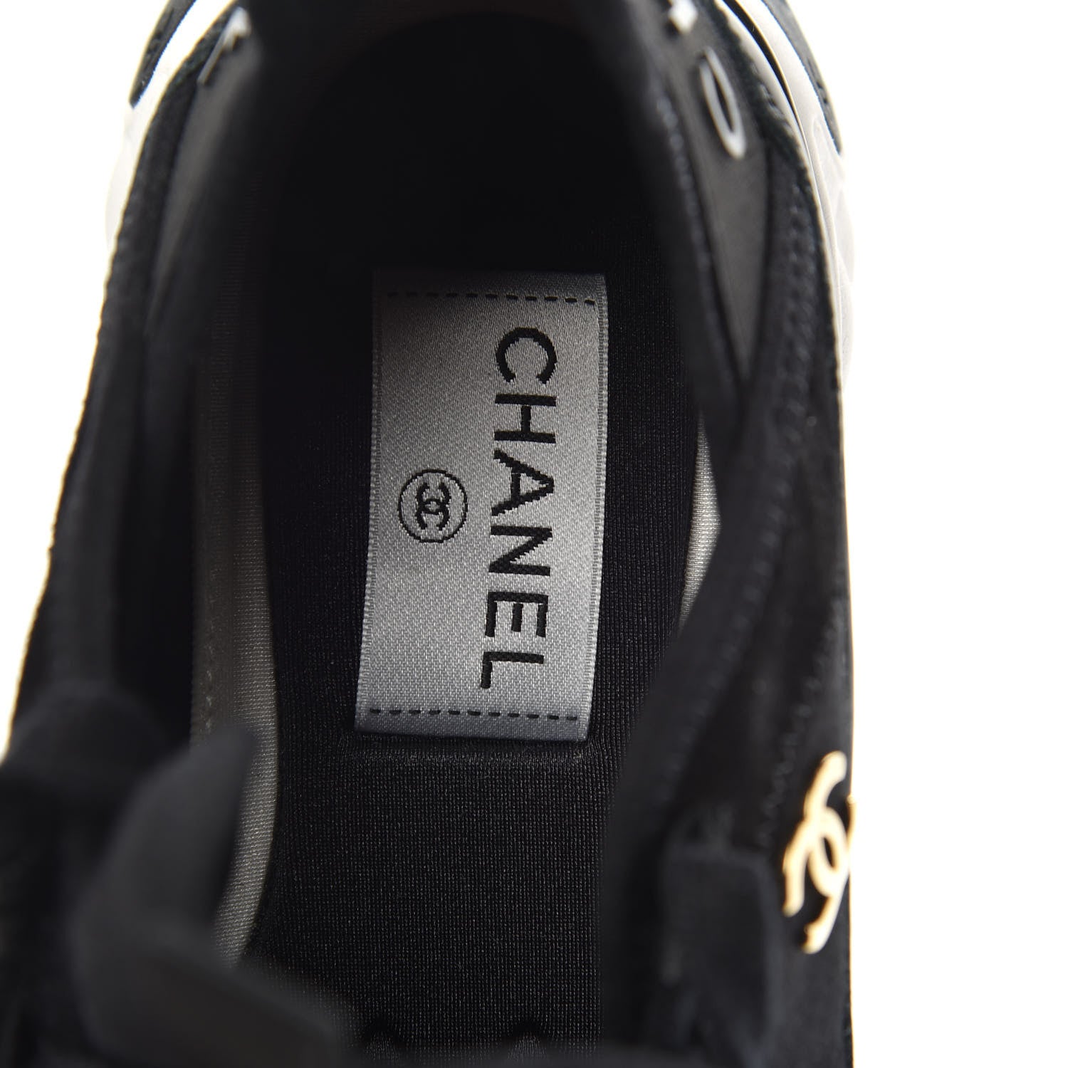 Chanel Velvet Calfskin Mixed Fibers CC Sneakers 36.5 Black 7 of 11