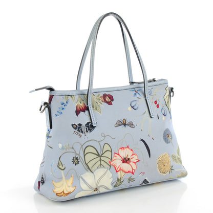 Gucci Canvas Flora Knight Small Zippered Tote Dusty Blue 3 of 8