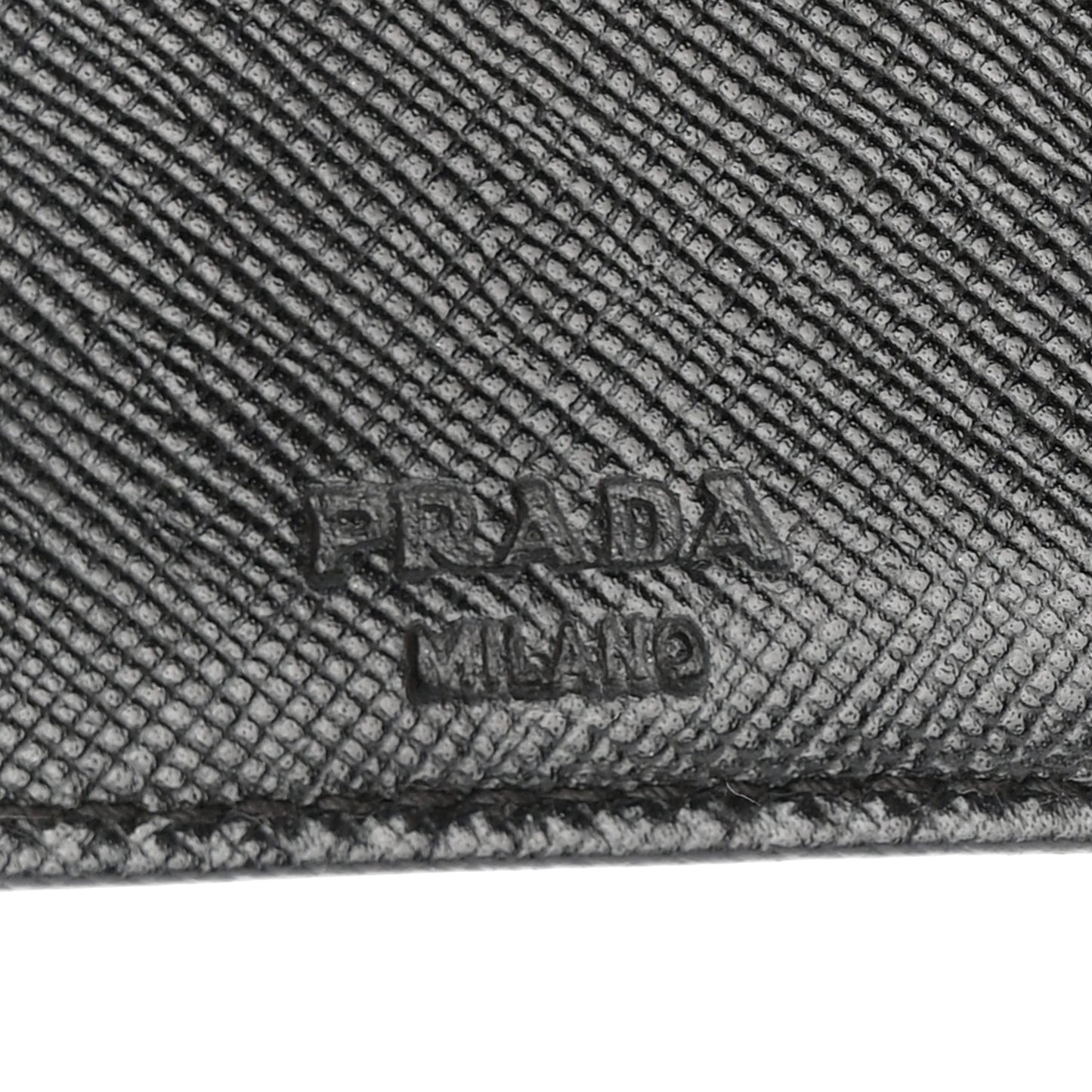 Tessuto Nylon Saffiano Tri-Fold Compact Wallet Black