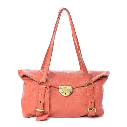 Prada Cervo Antik Easy A Foldover Pushlock Satchel Corallo 1 of 16