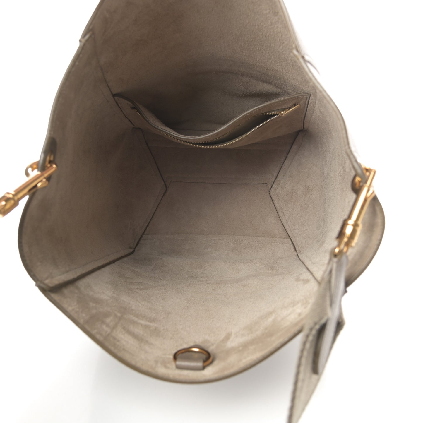 Soft Grained Calfskin Sangle Bucket Bag Taupe
