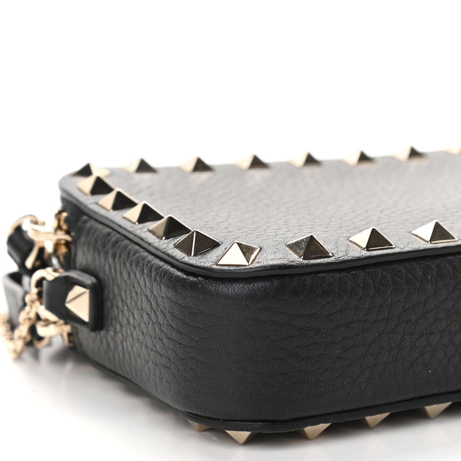 Valentino Garavani Pebbled Calfskin Rockstud Double Zip Camera Crossbody Bag Black 5 of 10