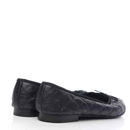 Chanel Aged Calfskin Quilted Cap Toe Ballerina Flats 41 Black 4 of 12