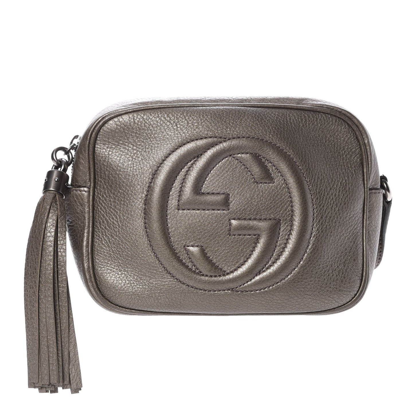 Metallic Pebbled Calfskin Small Soho Disco Bag Sasso
