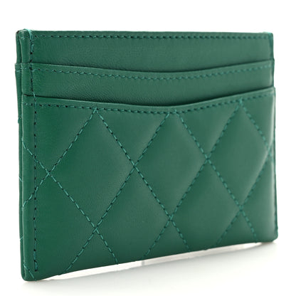 Chanel Lambskin Quilted Card Holder Green 4 of 9