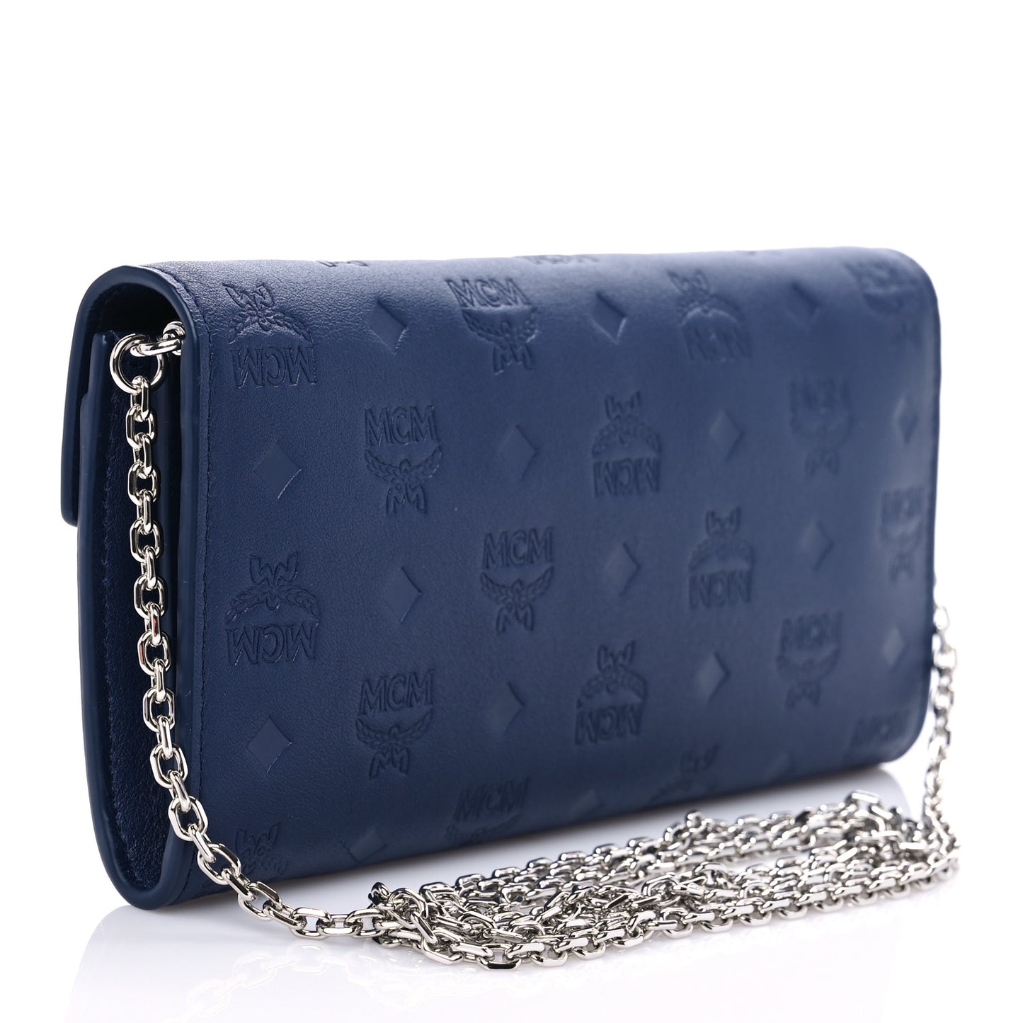 Calfskin Ottomar Large Patricia Wallet On Chain Navy Blue