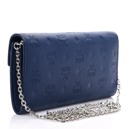 MCM Calfskin Ottomar Large Patricia Wallet On Chain Navy Blue 2 of 5