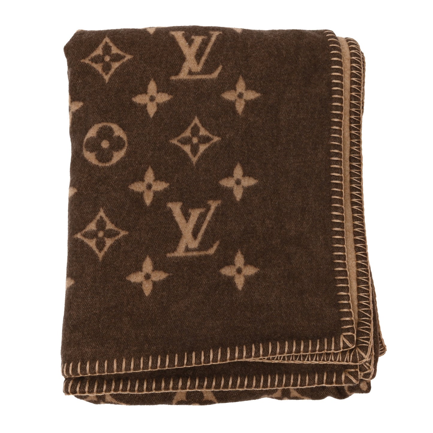 Wool Cashmere Neo Monogram Blanket Marron