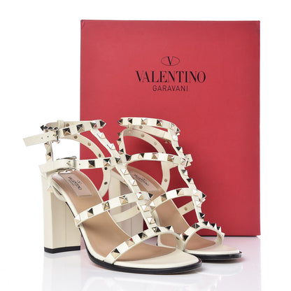 Valentino Garavani Calfskin Rockstud 90mm City Sandals 39 Ivory 11 of 11