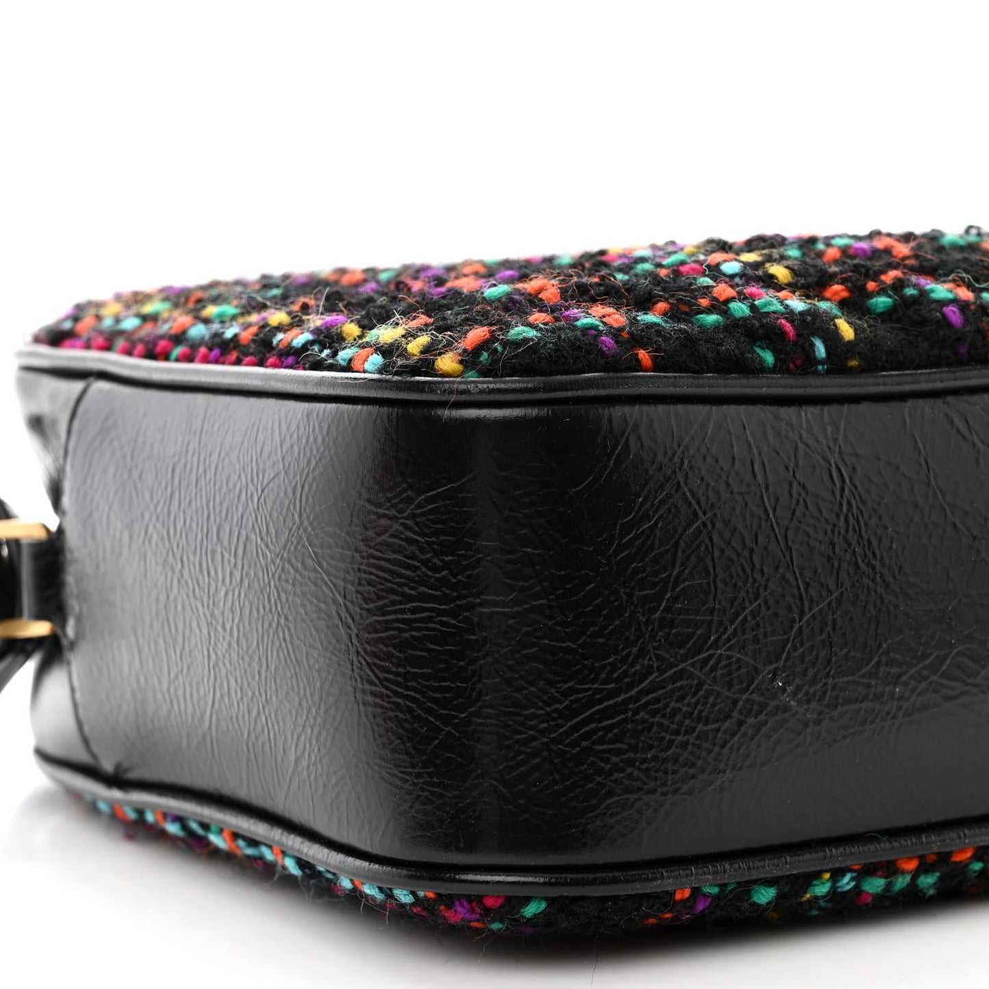 Tweed Calfskin Monogram Lou Camera Bag Black