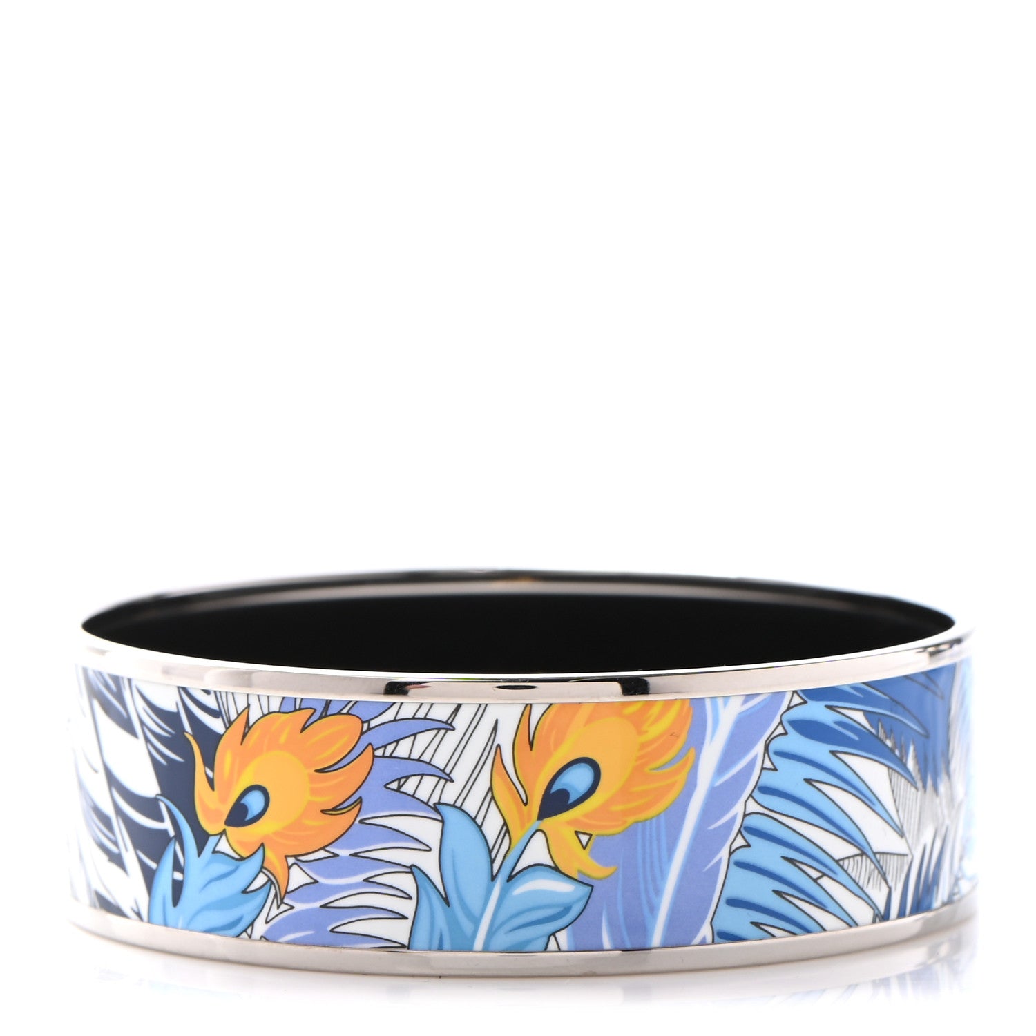 Hermes Enamel Printed Wide Mythiques Phoenix Bracelet 65 Pollen Azur 1 of 5