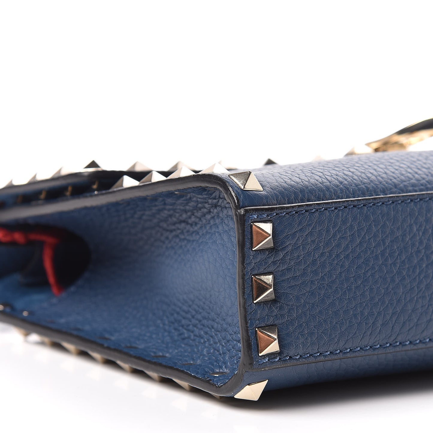 Pebbled Calfskin Medium Rockstud Flip Lock Crossbody Bag Peacock