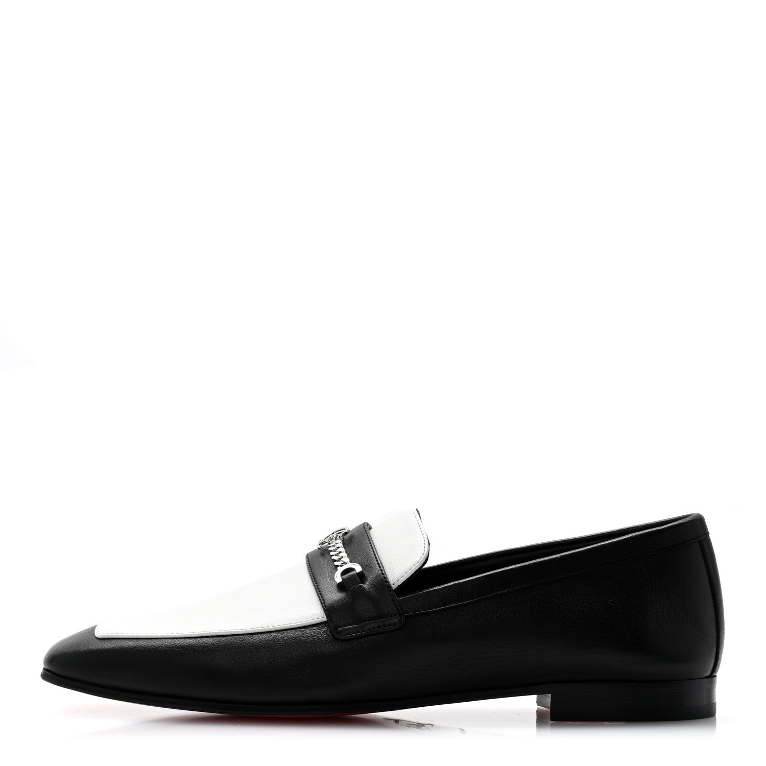 Christian Louboutin Calfskin Womens Loafers 38.5 Black White 1 of 7