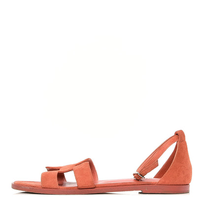 Hermes Suede Santorini Sandals 35.5 Rose Bubinga 1 of 6