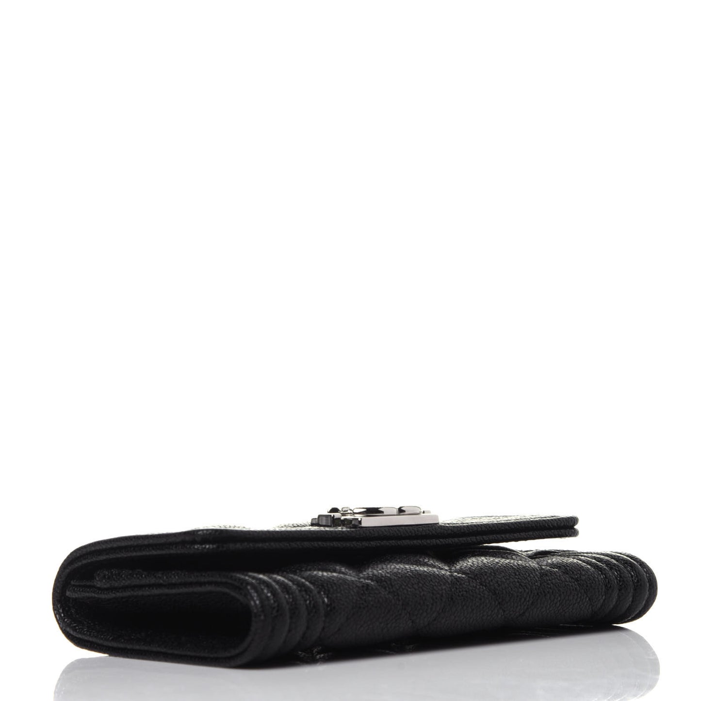 Caviar Quilted Boy Flap Card Holder Black