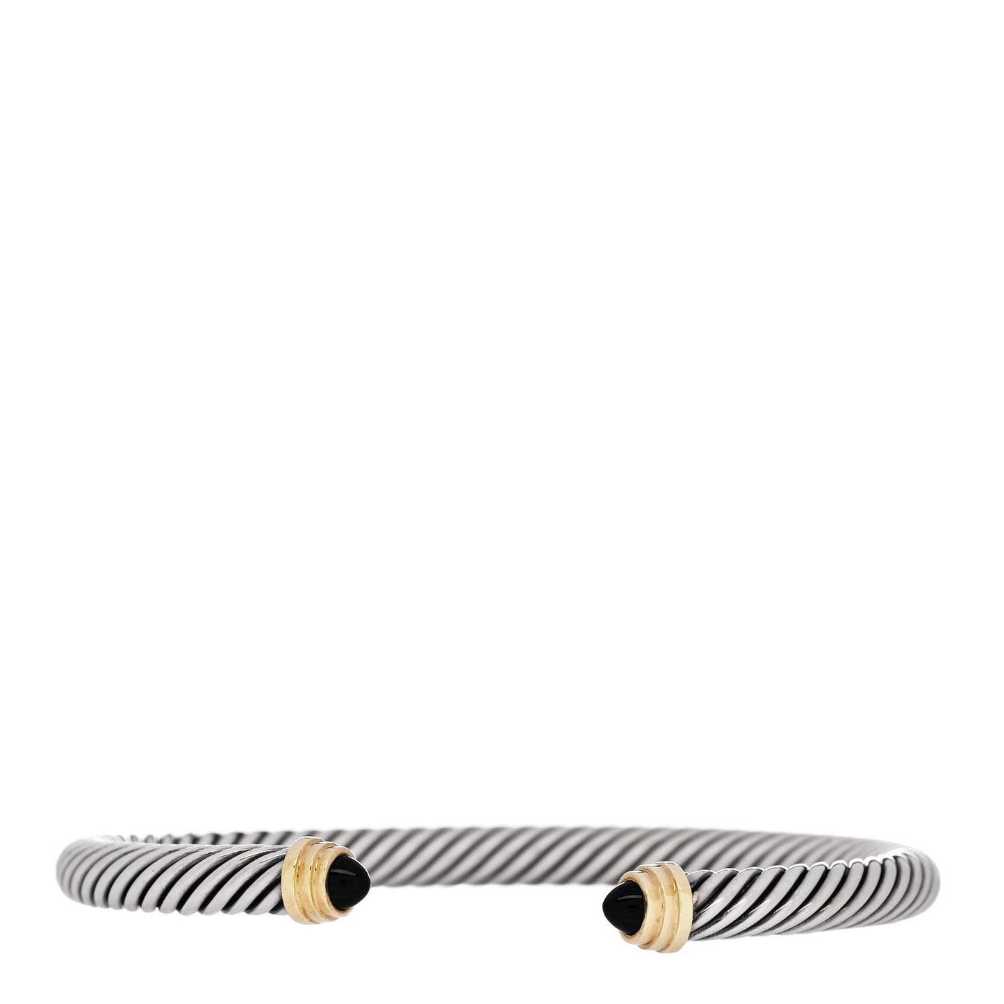 Sterling Silver 14K Yellow Gold Black Onyx 5mm Cable Classics Petite Color Bracelet