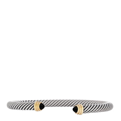 David Yurman Sterling Silver 14K Yellow Gold Black Onyx 5mm Cable Classics Petite Color Bracelet 1 of 3