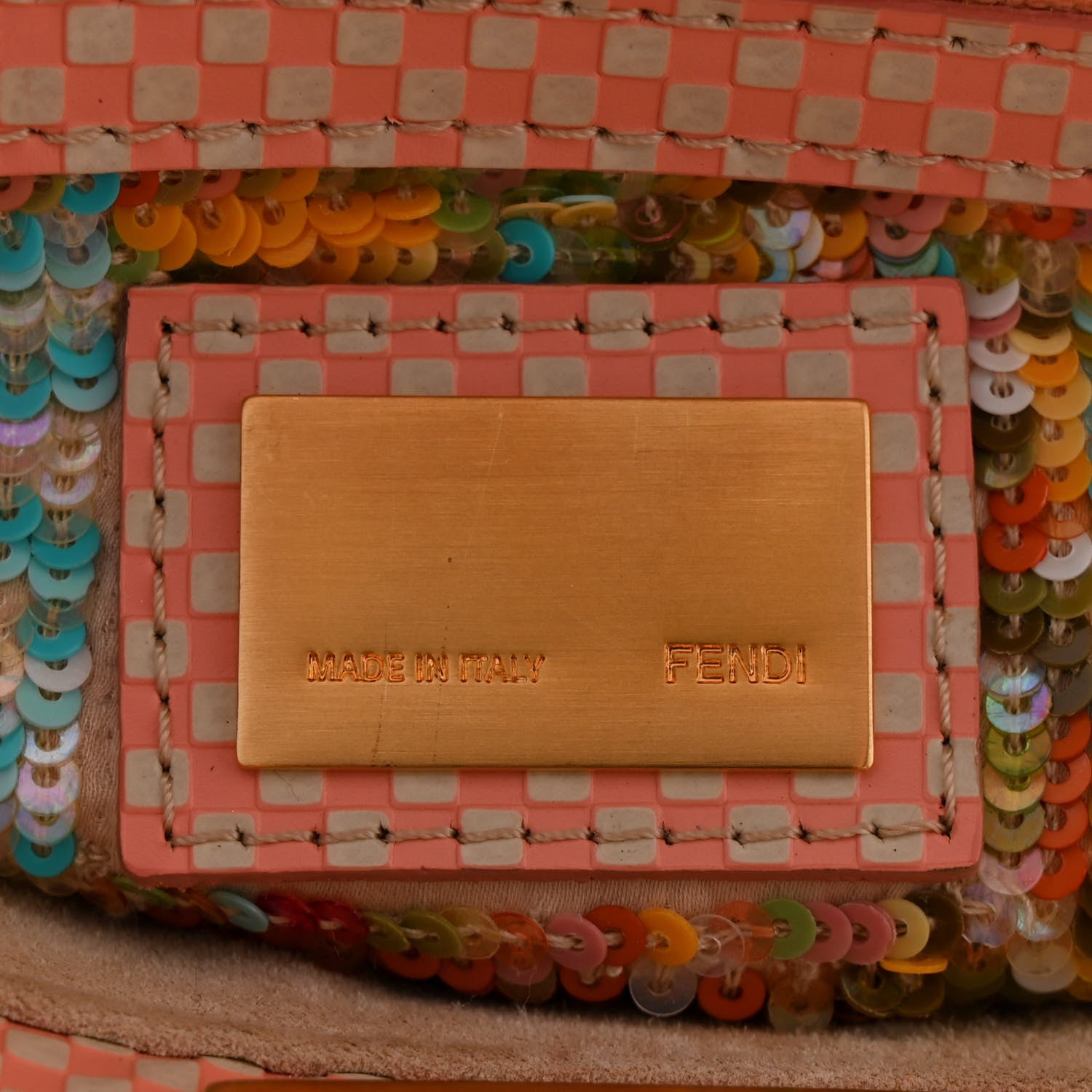 Fendi Checkered Sequin Medium Peekaboo Iconic Satchel Multicolor 7 of 11