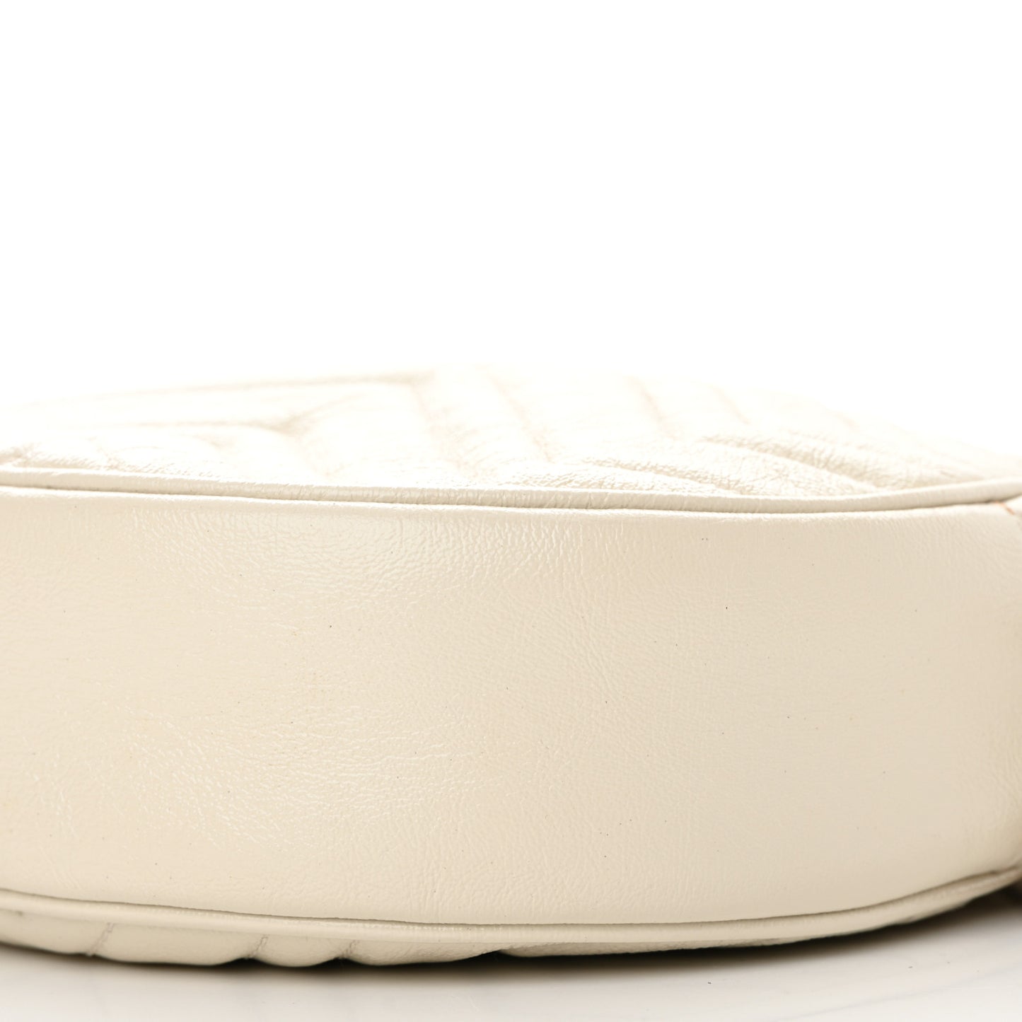 Calfskin Matelasse Mini GG Marmont Round Shoulder Bag White