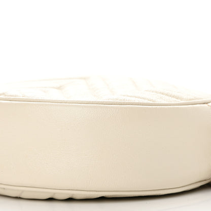 Gucci Calfskin Matelasse Mini GG Marmont Round Shoulder Bag White 10 of 14