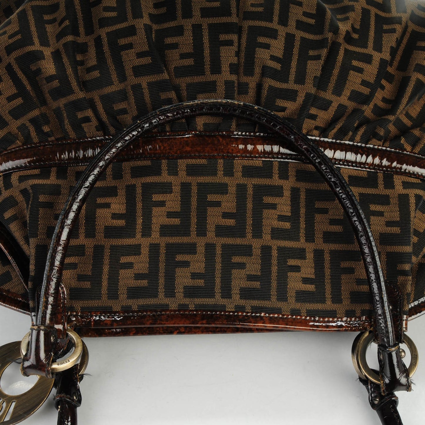 Zucca Patent Large Chef Shopper Tote Tobacco