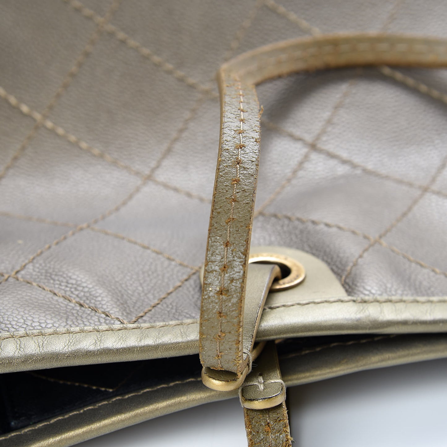 Grained Calfskin Large Shopping Fever Tote Gold