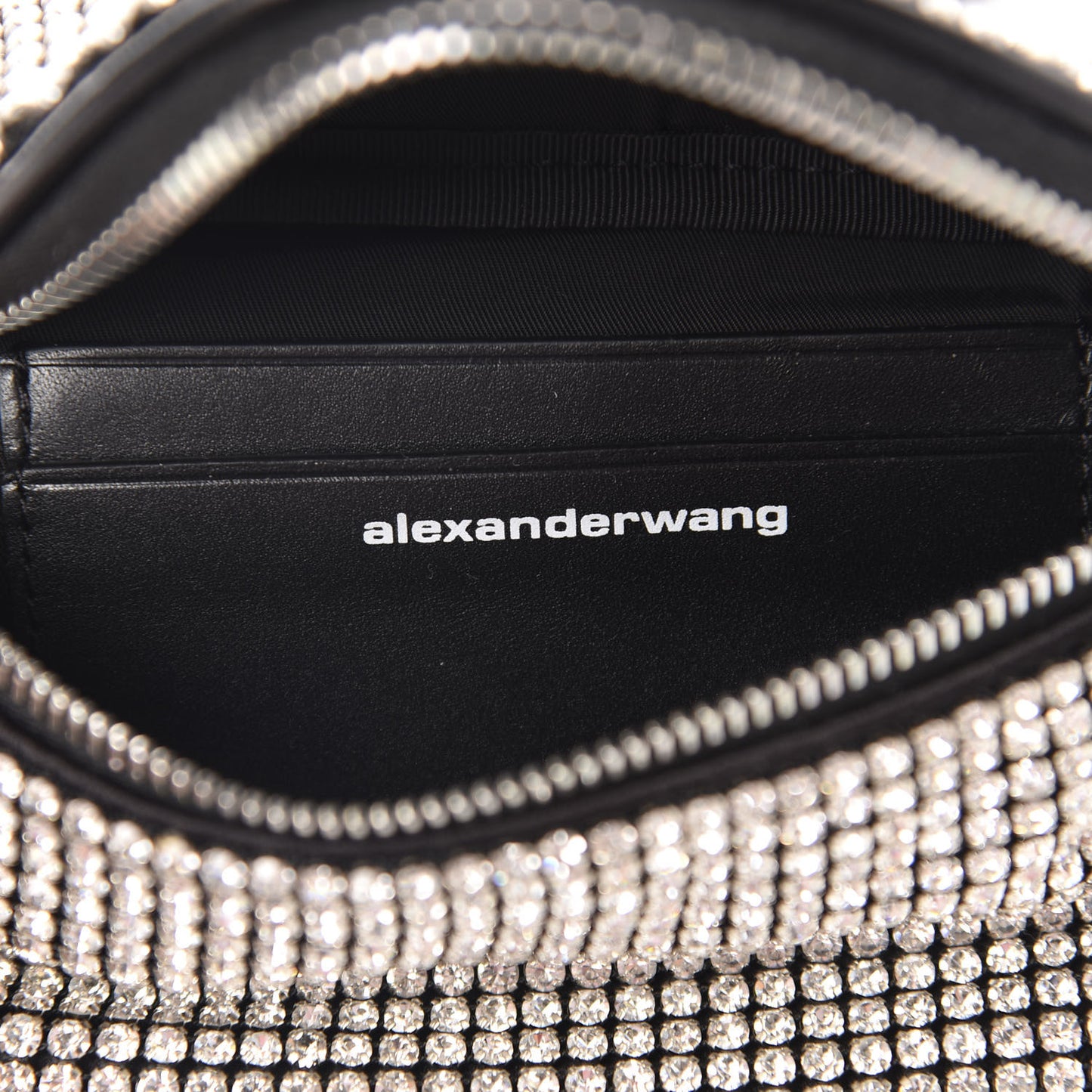 Rhinestone Mesh Mini Attica Belt Bag Black